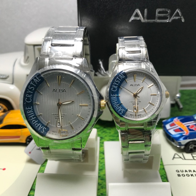 Obral murah jam tangan Alba couple silver original