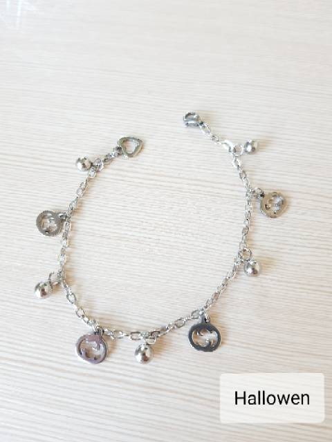 SET Gelang Tangan Kaki Titanium Silver Antikarat selamanya