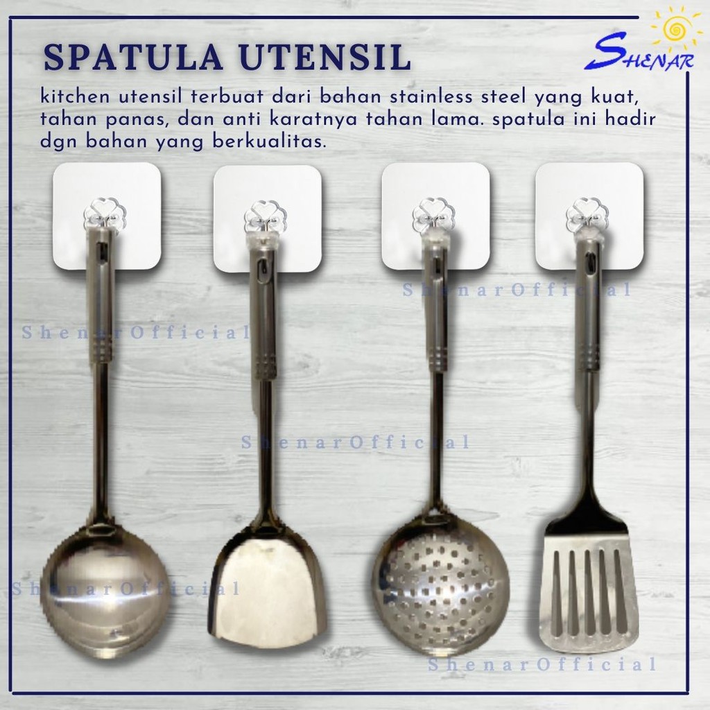 SHENAR SPATULA MURAH SET STAINLESS STEEL SUTIL KITCHEN TOOLS PERALATAN RUMAH TANGGA UNTUK SPATULA TAHAN PANAS SATUAN