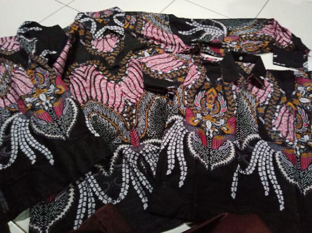 Batik Couple Keluarga Sania Ruffle Ori Ndoro Jowi Dnt - Motif Madu Merah/pink
