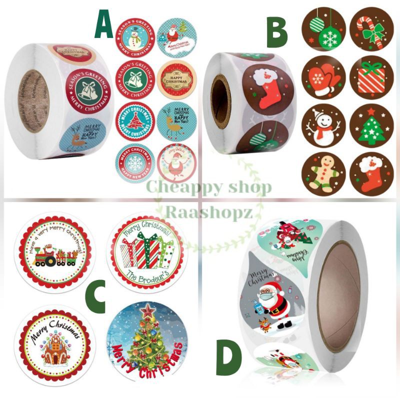

Satuan Stiker Natal Christmas Sticker Stiker Box Natal Stiker Happy New Year Stiker Paskah Happy Easter