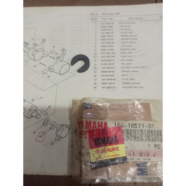 holder shift cam yamaha l2sn l2 super yB100 ori NOS