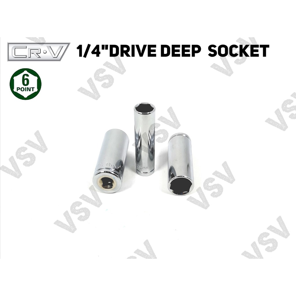 Gestar Deep Socket 1/4&quot;Drive 6PT 14mm Deep Shock Sok panjang