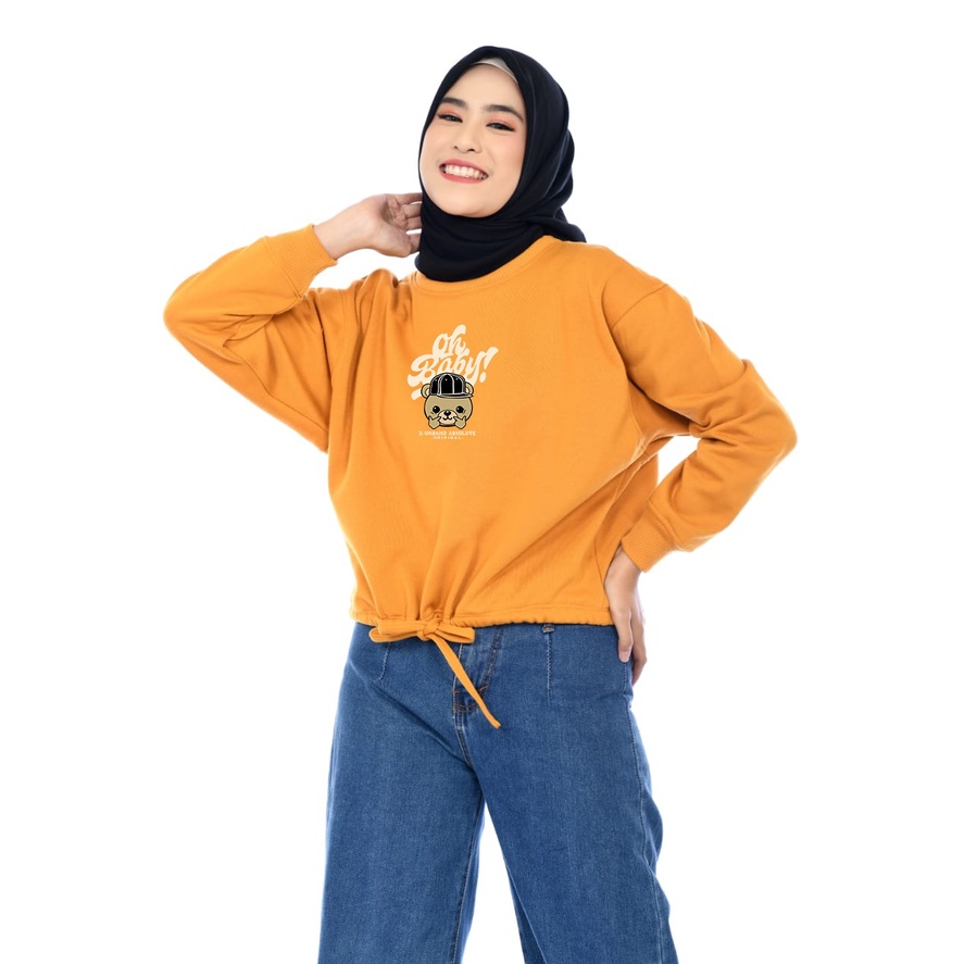 Sweater Wanita Oh Baby! Crop Fleece Gramasi 280-A244 Mustard