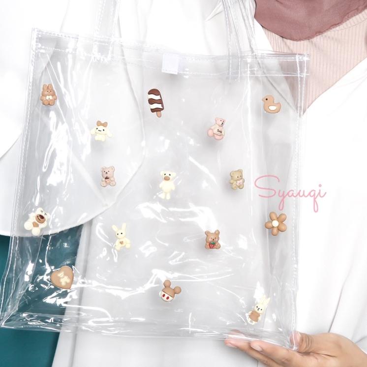 Model Baru.. Tote Bag Transparan BT21 series - Tas Kekinian - Tas Sekolah/Kuliah/Casual - BTS