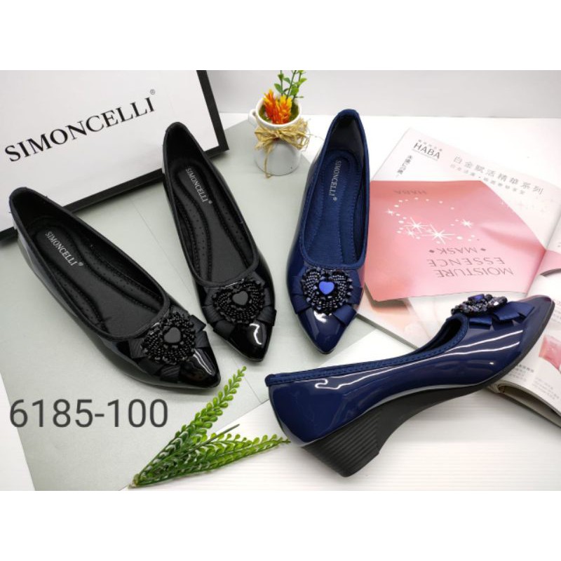 simoncelli sepatu glossy import wedges 4cm 6185-100