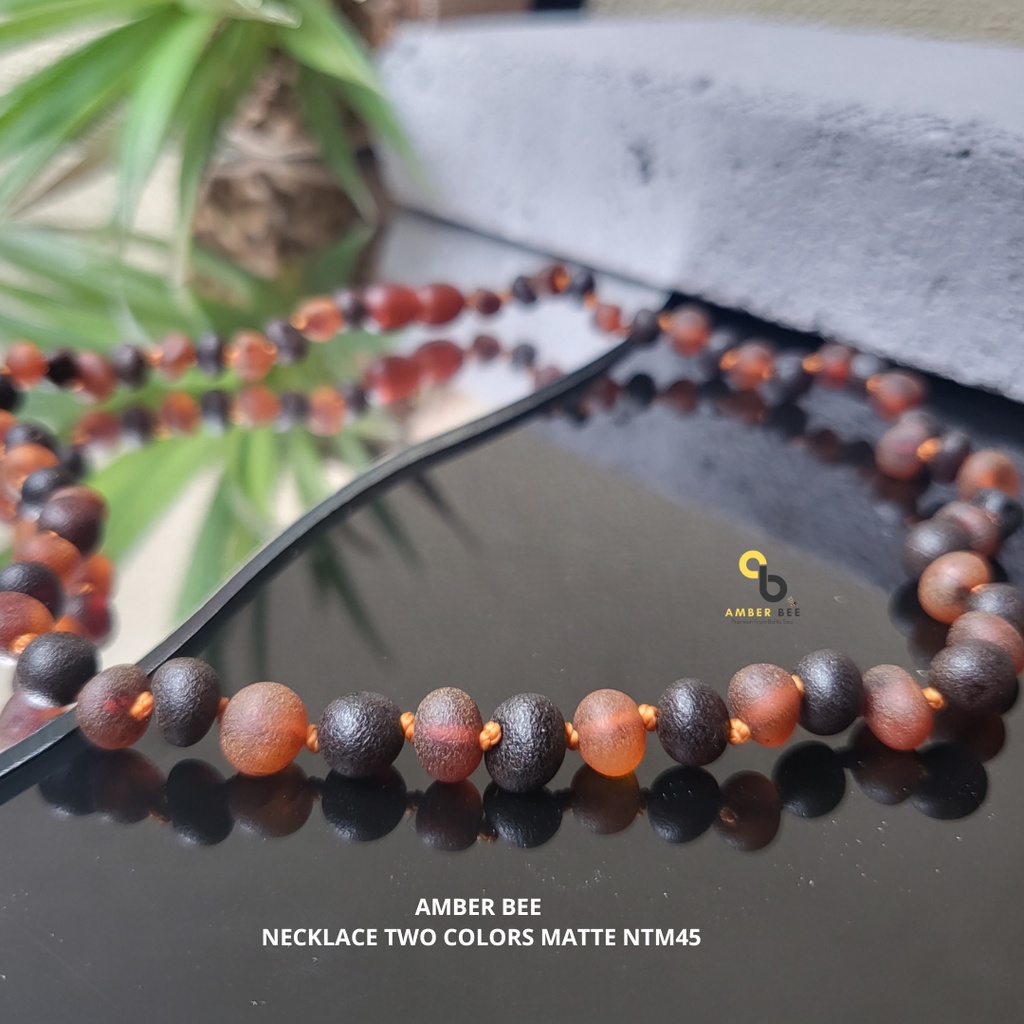 Kalung Amber Baltic Balita &amp; Anak Tumbuh Gigi Premium Matte Cognac Cherry NMCC45