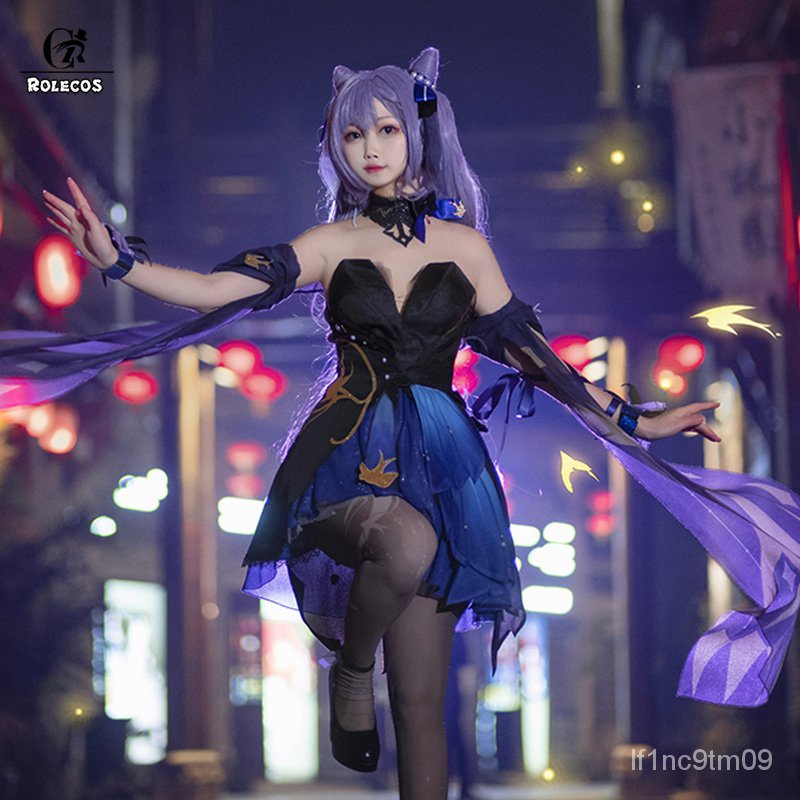 Genshin Impact Keqing Cosplay Costume Keqing Latern Rite Cosplay Costume Women Purple Costum