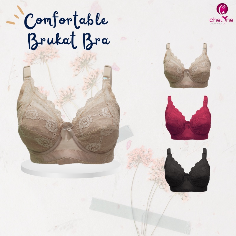 BH Chelyne Full Cup Busa Tipis Brukat Mix Tile V2802 Dengan Kawat Penyanggah - Daily Bra