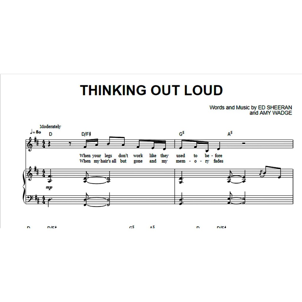 Lagu "Thinking Out Loud (Ed Sheeran)"/ Musik dan Lagu/ Sheet Music/ Musik Piano, Keyboard dan Gitar