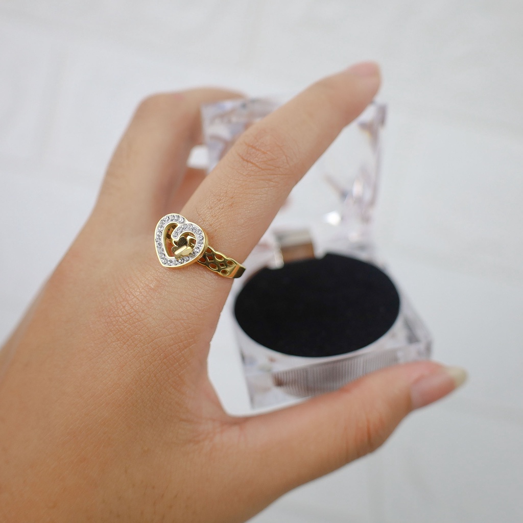 Cincin love zircon kupu titanium korea anti karat harga grosir bisa cod