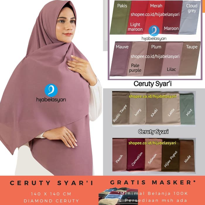 Jilbab Segiempat Jilbab Syari Diamond Ceruty Hijab Segi Empat Umama