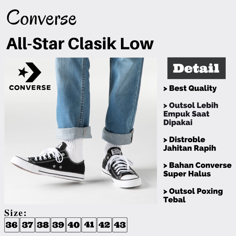 Discount Murah Converse Allstar Sepatu Sekolah Sepatu Pria Wanita Convers ALL STAR CLASSIC LOW OX Cowok Cewek Sneakers Casual Sekolah 1:1 ORIGINAL