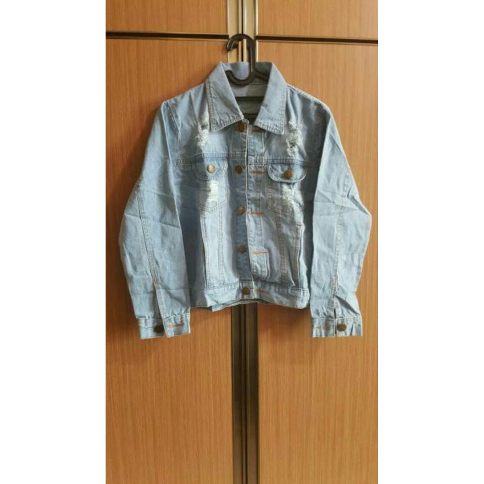 Jaket Jeans Wanita Prada - Biru Muda