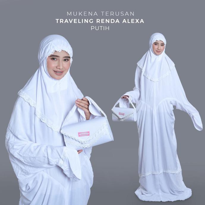 Mukena Terusan Traveling Renda Alexa - Putih