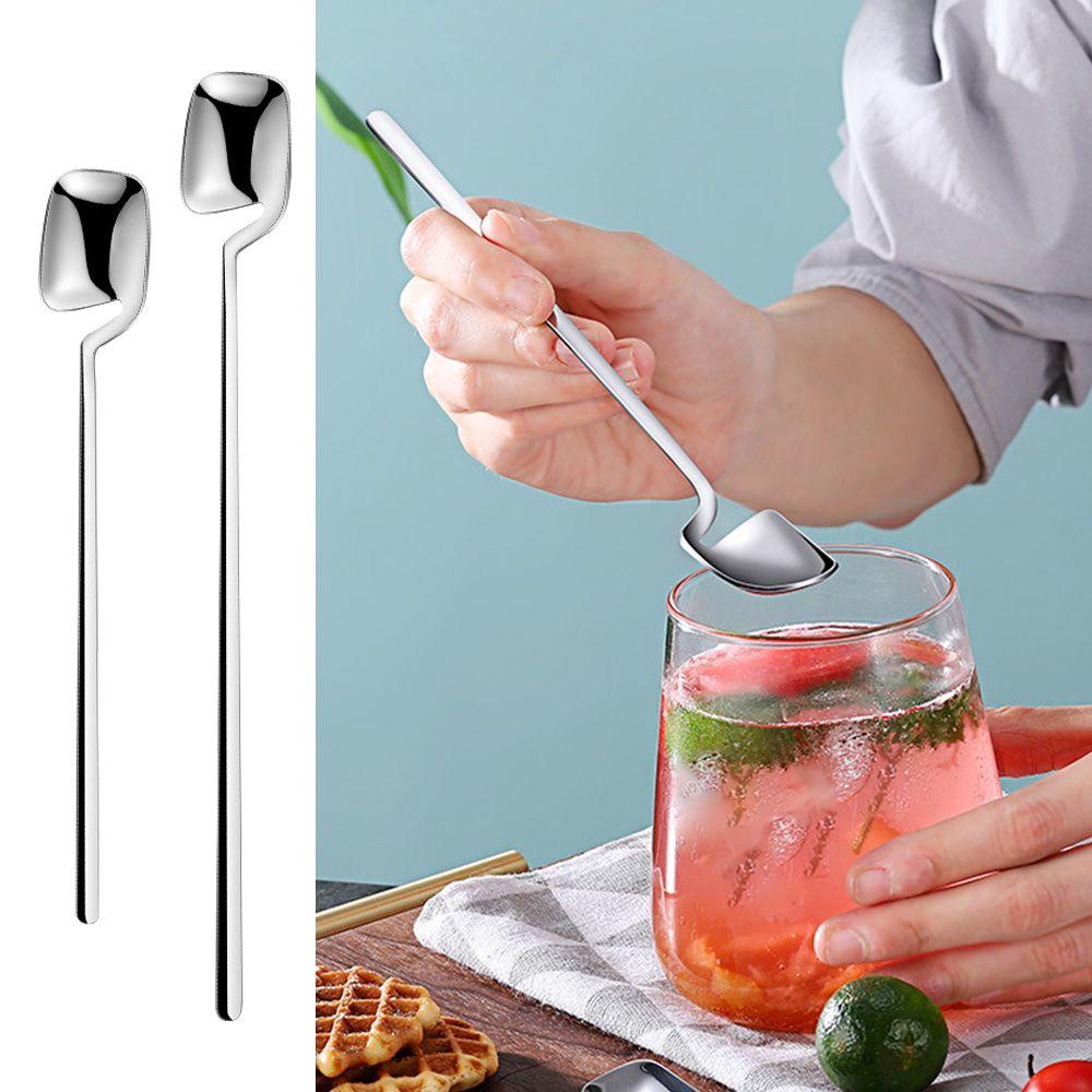 Top 2pcs Sendok Pencampuran Kreatif Stainless Steel Bar Supplies Bar Spoon