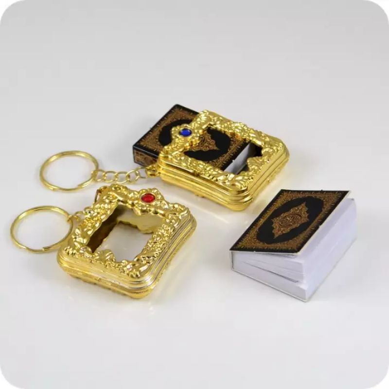 Gantungan Kunci Al-Qur'an Kecil - Ganci Alquran Mini Souvenir Unik Pernikahan Umroh Pengajian-Emas