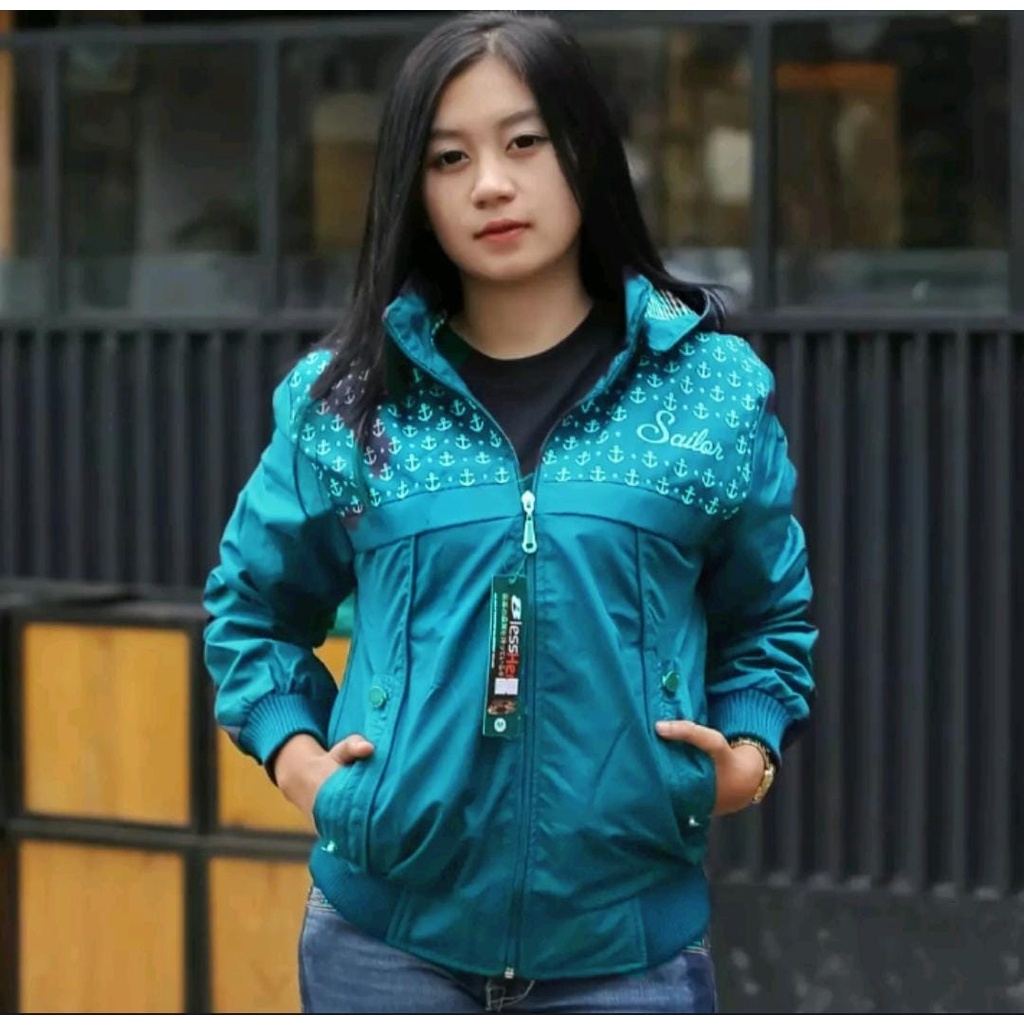 Jaket Sailor Wanita Zipper / Jaket Parasut Ritsleting Wanita Terbaru model Sailor Jepang / Jaket Parasut Trendy Wanita Terlaris / Jaket Wanita Size M L XL XXL