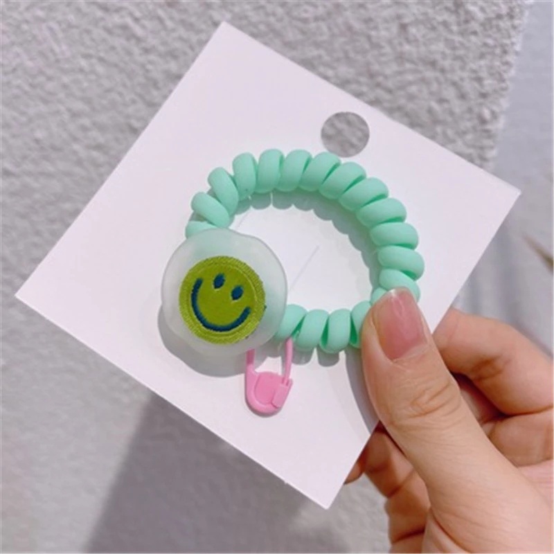 Korean Ins Style Smiley Frosted Phone Cord Hair Rope/Children Cute Elastic Hair Ties/Daily Basic Hair Accessories