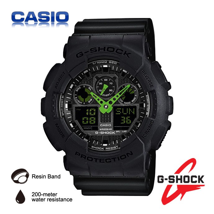 g shock ga 100 black green