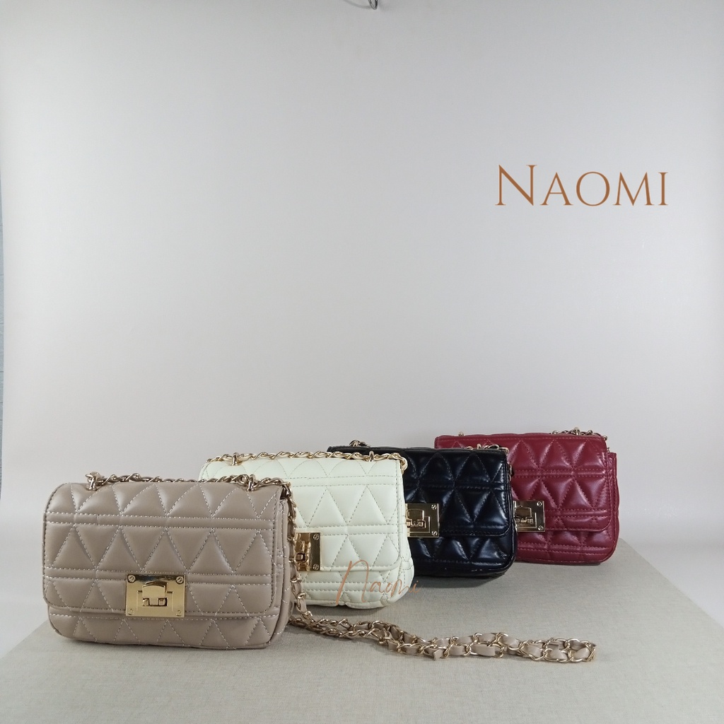 NAOMI - Sling Bag Import Florentia - Tas Selempang - Tas Wanita Dewasa - Kulit Sintetis handbag - tas cewek - tas Tali Rantai mix PU Premium - naomi bag