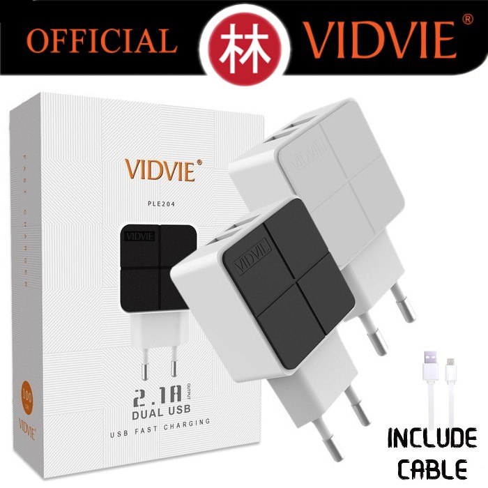 Vidvie PLE204 I5 Dual USB Charger 2.1A With Iphone Lightning Cable