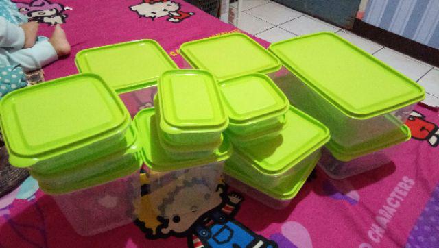 Calista Otaru Bening Isi 14 Pcs (7 Set) / Toples Plastik / Tempat Makanan / Container / Warna Hijau