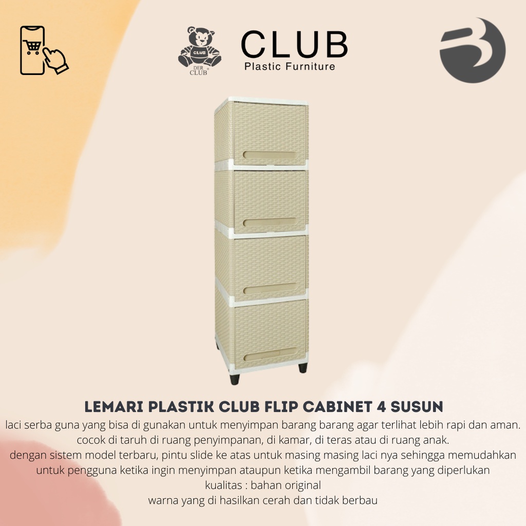 Lemari Plastik Club Flip Cabinet 4 susun