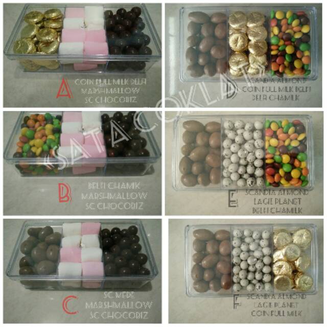 

Parcel coklat toples sekat 3 mix suka2 murah