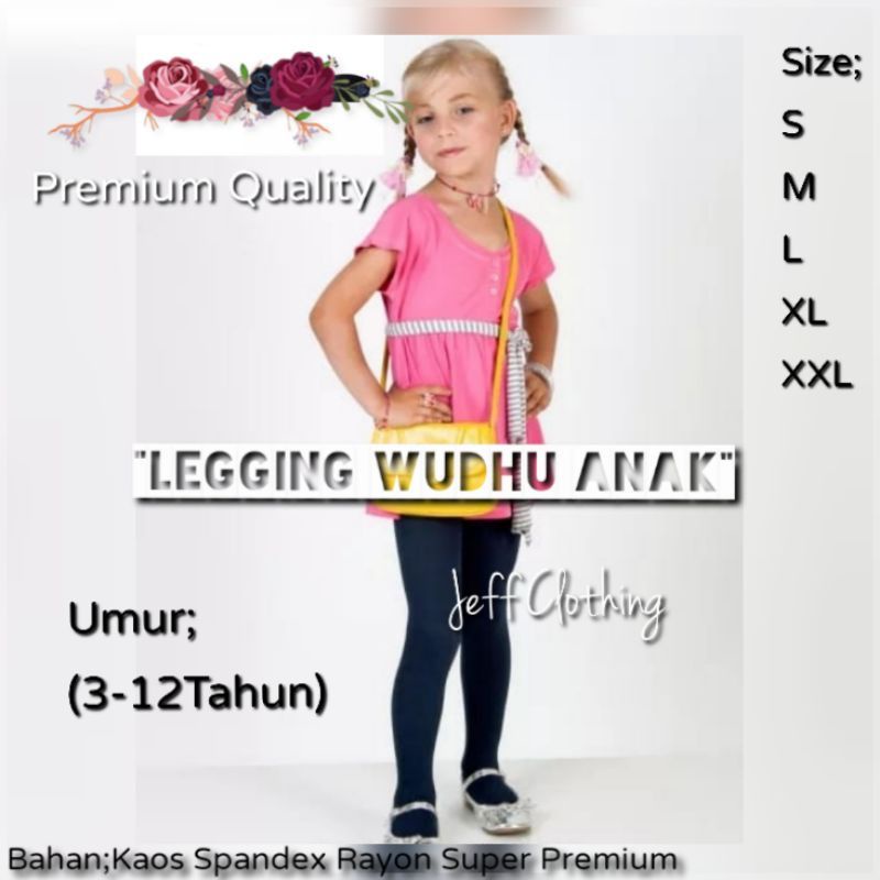 Celana Legging Wudhu Anak Premium | Leging Wudhu Anak | Celana Legging Anak Perempuan | Legging Anak