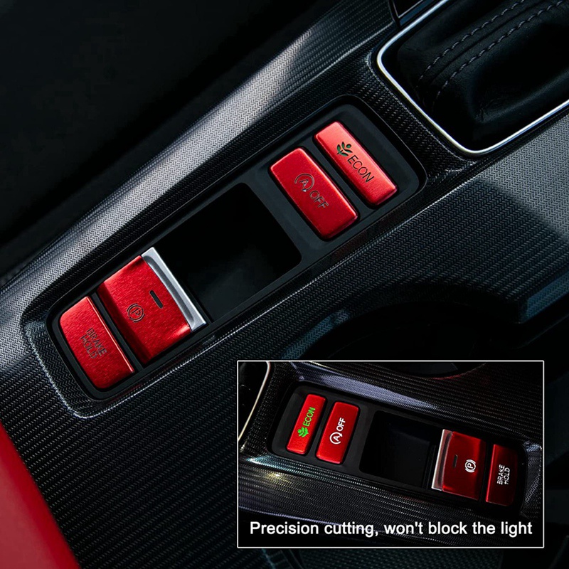 Center Console Gear Panel Handbrake Button Cover Trim Aluminium Sticker for 11Th Gen Honda Civic 2022 Accessories,Red