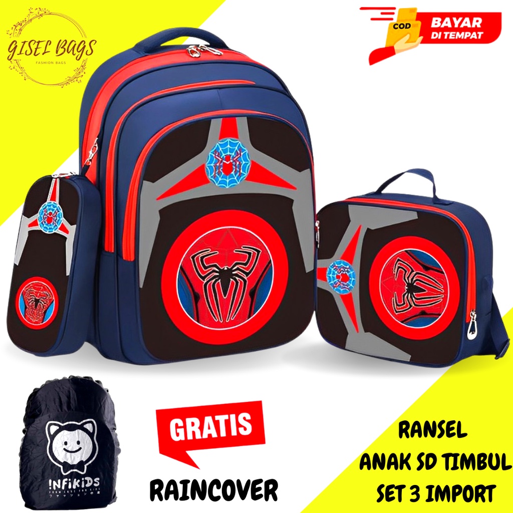 GB Tas ransel anak laki laki tas ransel sekolah import tas ransel 3 set gambar timbul