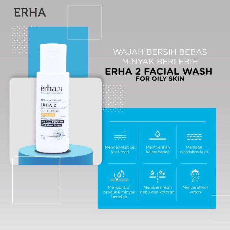 Erha21 DF Erha 1 Facial Wash For Normal Skin l Erha 2 Facial Wash For Oily Skin 60 mL