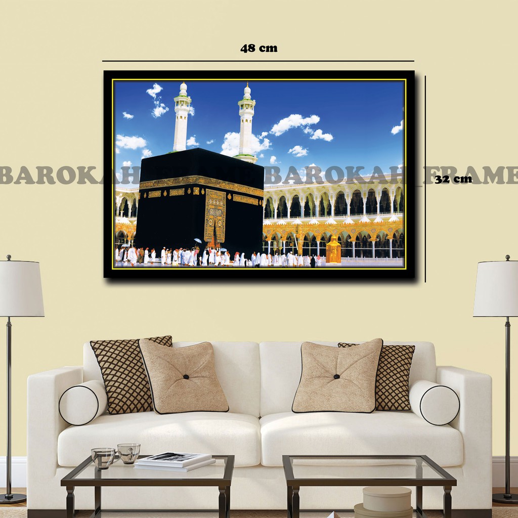 Foto bingkai Mekah Mekkah Madinah Kakbah 32x48cm