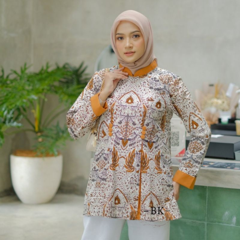 TERBARU Atasan Batik Wanita Kantor Modern Lengan Panjang Motif Terlaris Katun M L XL XXL XXXL