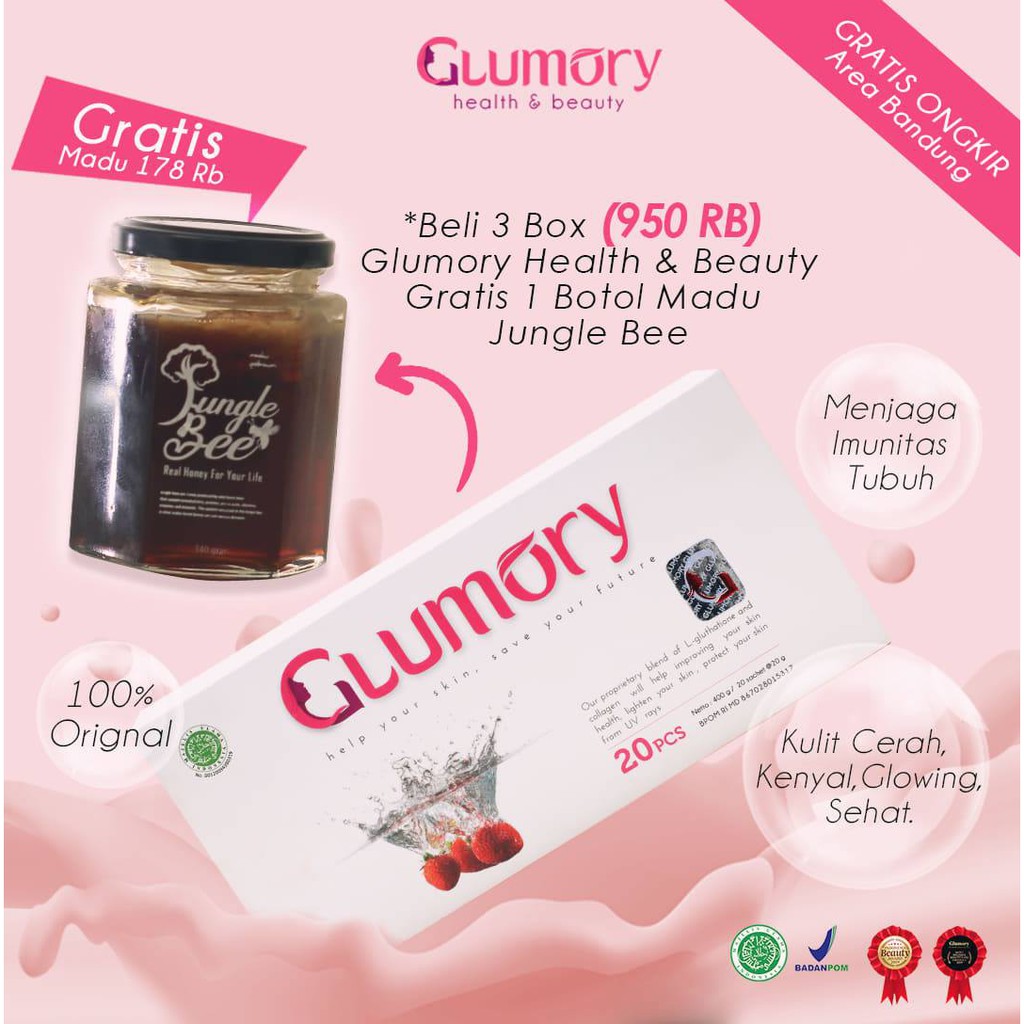 

3 BOX GLUMORY HEALTH & BEAUTY GRATIS 1 BOTOL MADU JUNGLE BEE MADU HUTAN SIALANG