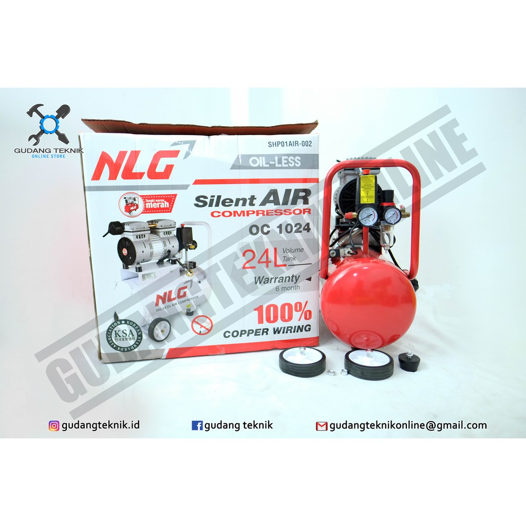 NLG Oil Less 3/4 HP Compressor ( Kompresor Angin / Listrik ) OC 1024