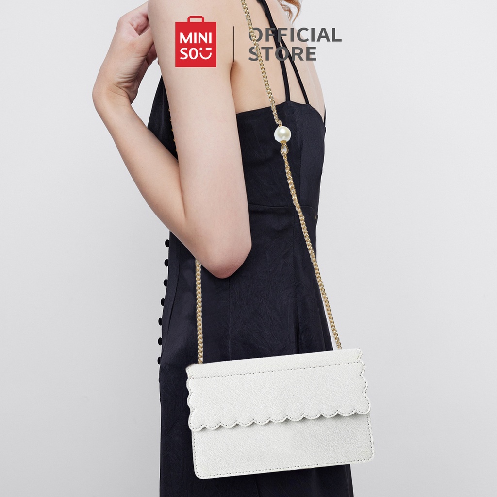 MINISO Tas Selempang Original Sling Bag Putih Tas Slimbag Wanita Hitam Tas Bahu Rantai Crossbody Bag