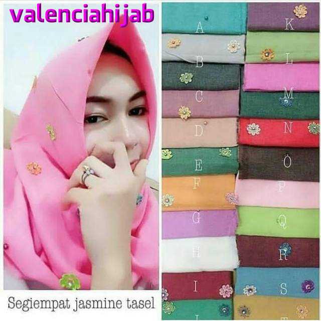 Hijab segiempat/Jilbab/kerudung Jasmine Pelangi Square VALENCIA ( Tanpa Mutiara )