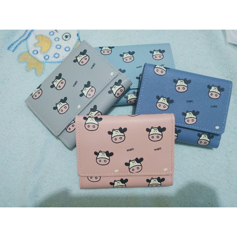 dompet lipat  kecil  wanita  motif sapi lucu ukuran kecil/ dompet wanita / dompet cantik / dompet mu