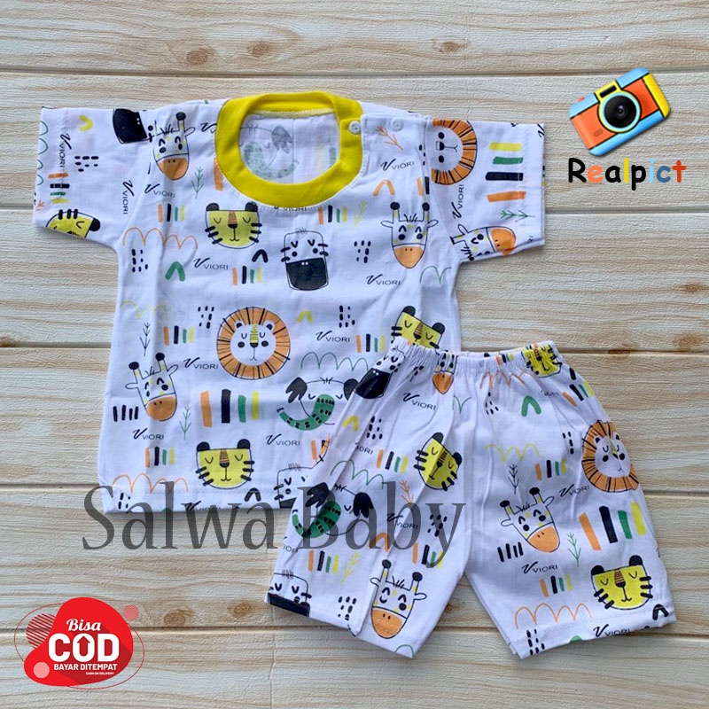 Baju Bayi Setelan Lengan Pendek Kaos Oblong Anak Usia 3-12 Bulan Anababy