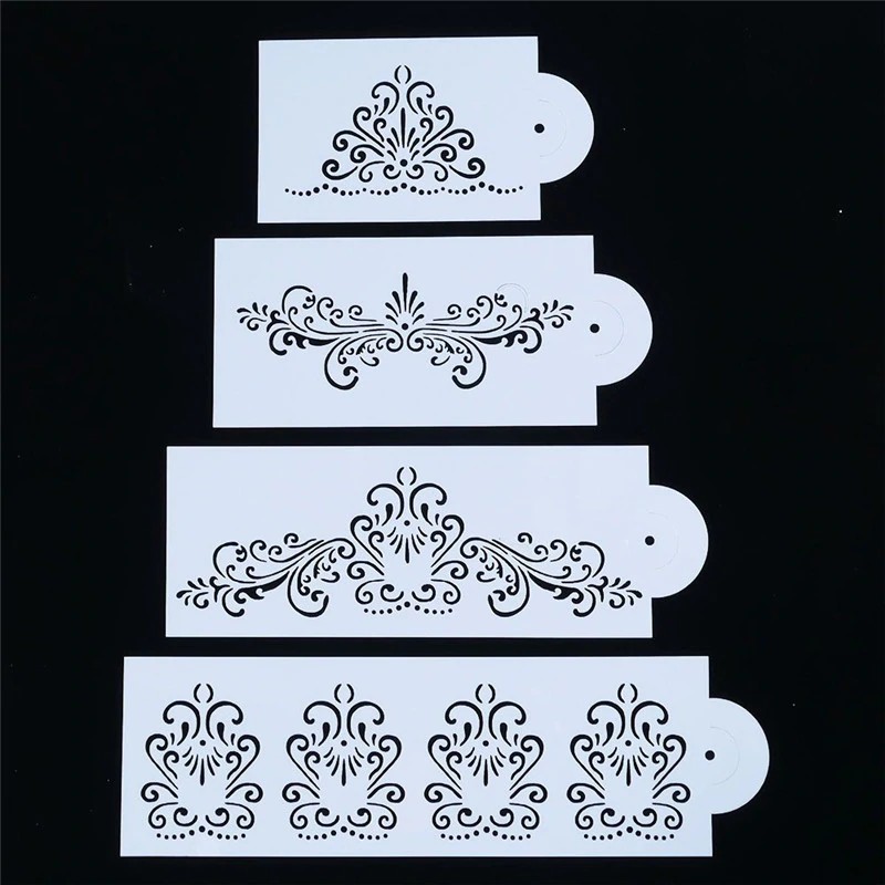 

INDORETAIL | 4 Pcs Renda Perbatasan Putri Mahkota Bunga Reusable Stensil Airbrush Lukisan Art DIY