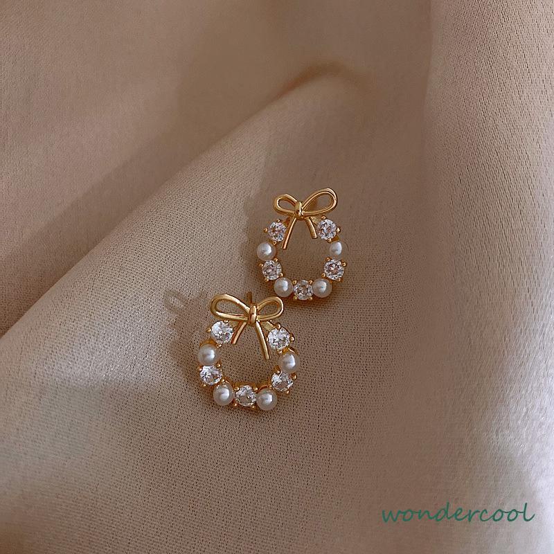 Fashion Korea Sepasang Anting Mutiara Garland Aksesoris Mode-Won