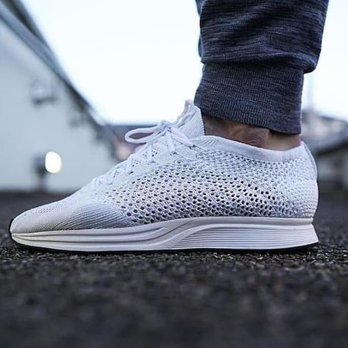 Nike Flyknit Racer  Triple White  Premium Original / sepatu running