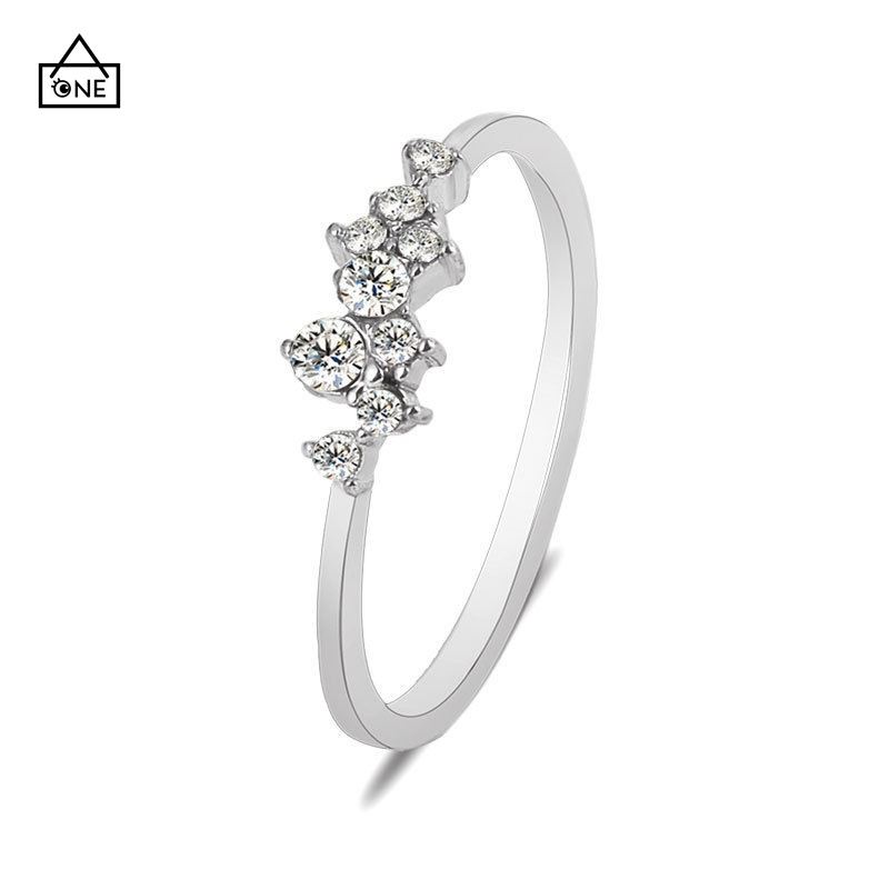 COD❤Cincin Simple Sterling Silver 925 Hias Wanita Kristal Zircon 3 Lapis Emas ukuran US 6 7 8 9 10 A one