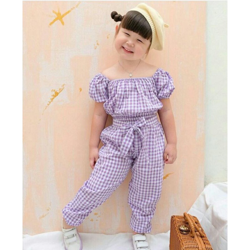 TIANA set crop anak crop set baby baju bayi setelan import dress anak lilac sampai 10 tahun