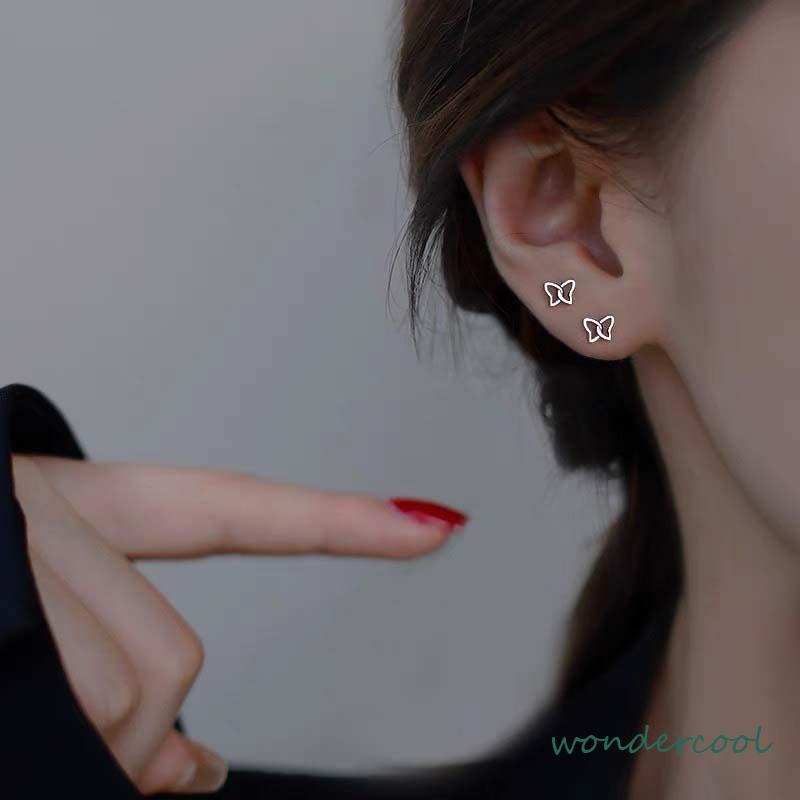 S925 Silver Stud Earrings untuk Siswa Perempuan Anting Desain Kecil Serbaguna Sederhana-Won