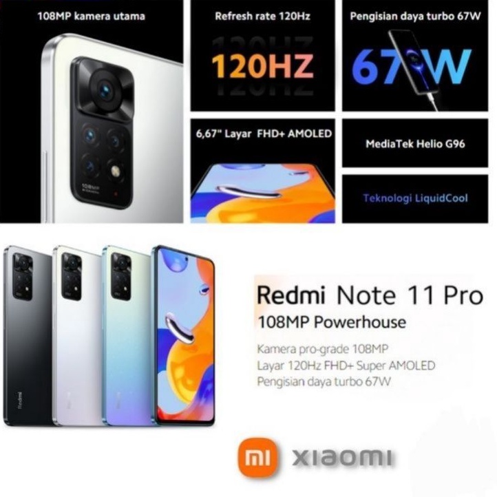 XIAOMI REDMI NOTE 11 PRO RAM 6/128 8/128 JARINGAN 4G 5G GARANSI RESMI ASLI BARU 100% NEW ORI