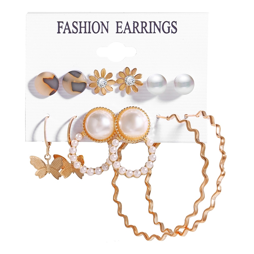 20Types Bohemia Anting Emas Set Anting Korea Fashion Rumbai Retro Geometris Hollow Mutiara Kupu-kupu Wanita Perhiasan Aksesoris-1