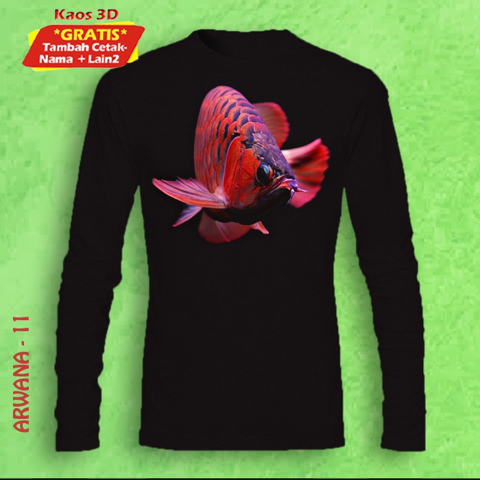 KAOS AROWANA LENGAN PANJANG UKURAN DEWASA / Baju Gambar Ikan Arwana